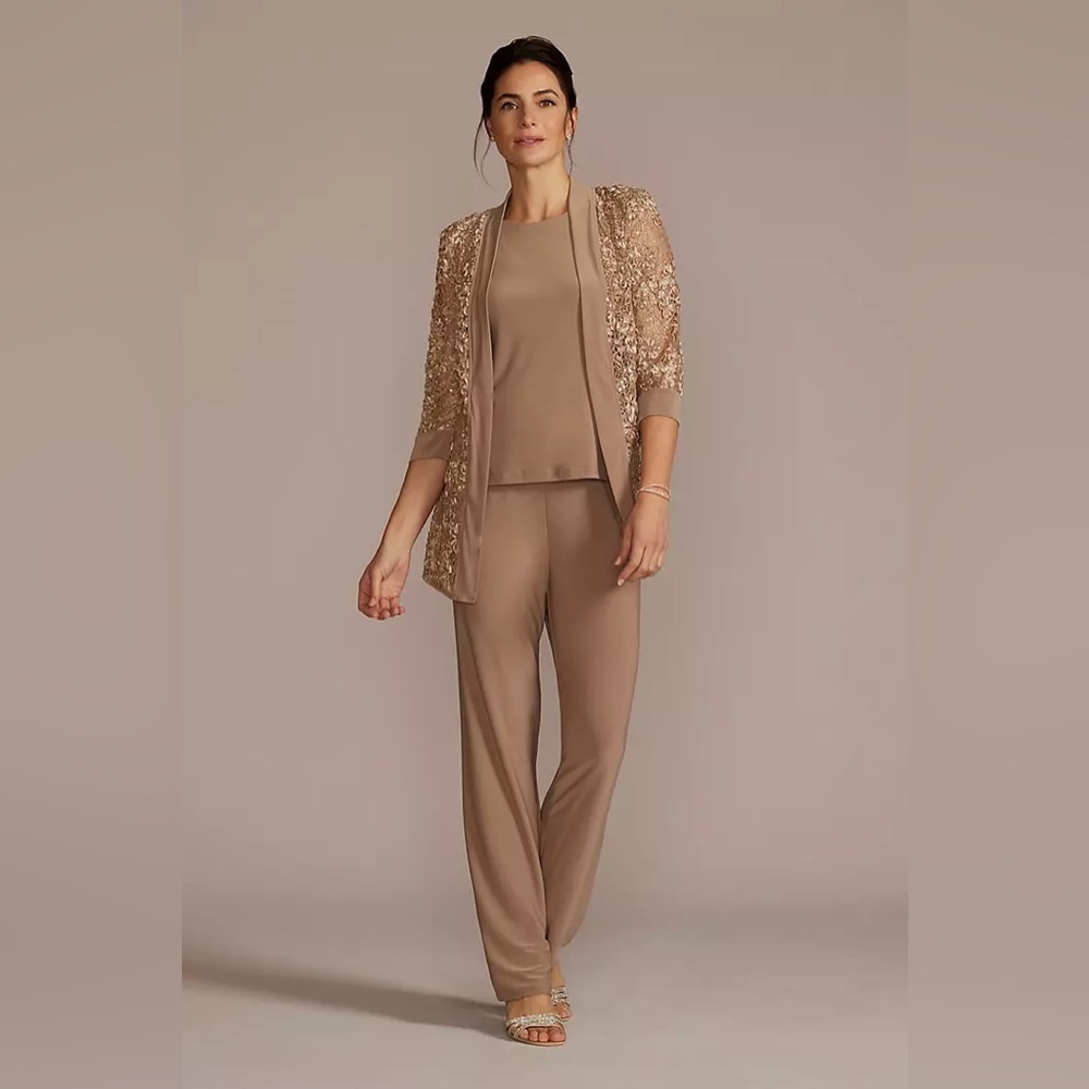 Oleg Cassini Women’s Beige sparkle beaded 3/4 Sleeve Jacket cardigan Size 16W